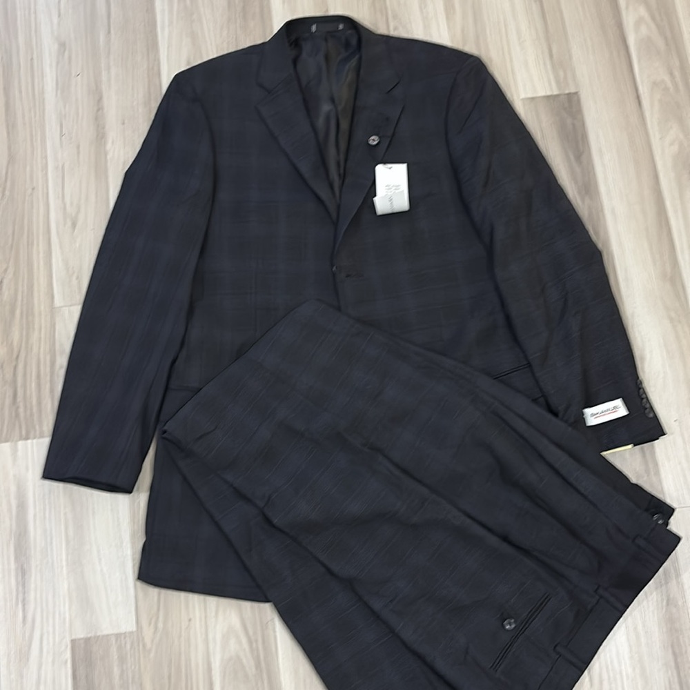 Emanuel Ungaro Men's Charcoal Plaid Classic-Fit Wool Suit Jacket NWT‎
